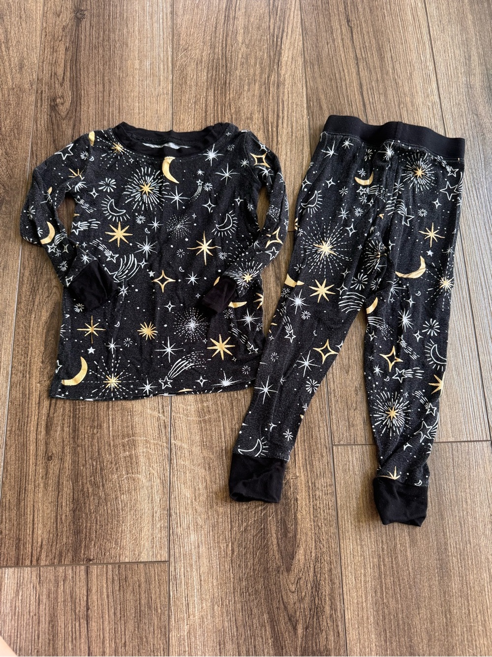 Little Sleepies bamboo pajama set in the "Celebration Stars" print